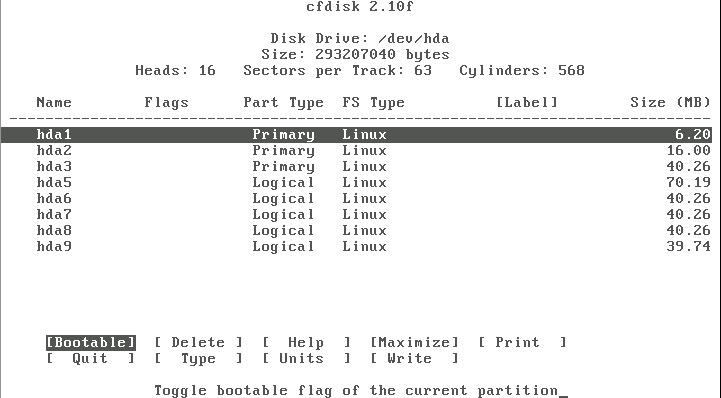 A cfdisk program