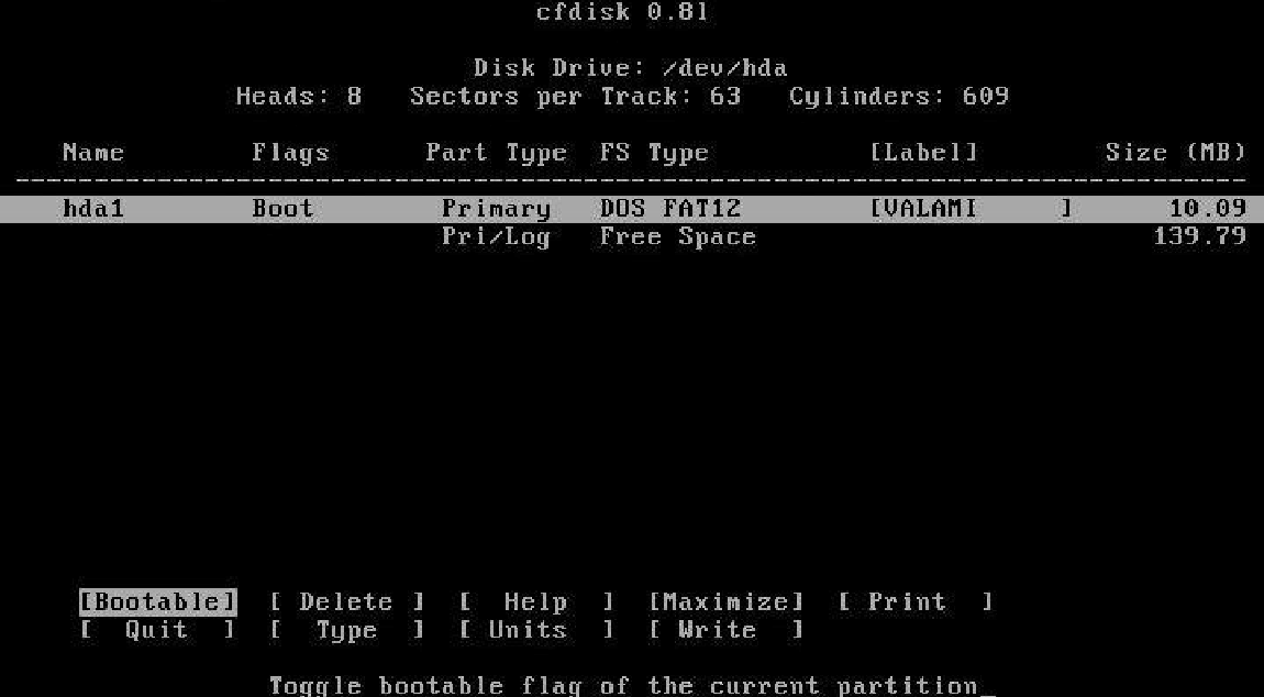 A cfdisk program