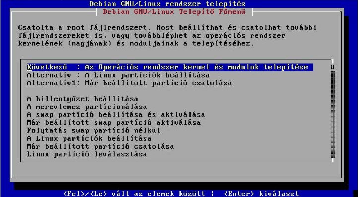 A kernel s moduljainak teleptse